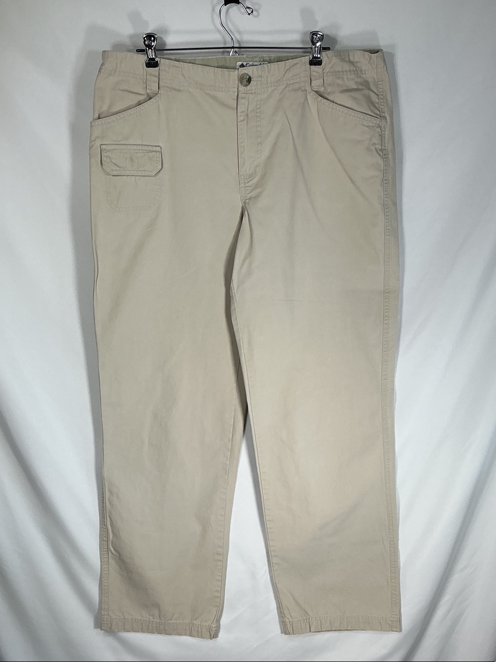 Columbia Tryson Creek Cotton Canvas Hiking Trail Pants Size 14 Regular Khaki Tan